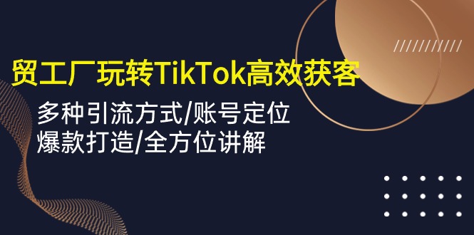 外贸工厂玩转TikTok高效获客，多种引流方式/账号定位/爆款打造/全方位讲解 - 超凡网